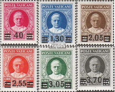 Produktbild von Briefmarken Vatikanstadt 1934 Mi 39-44 (kompl.Ausg.) mit Altsignatur, Jahrgang 1934 komp postfrisch Pius XI.