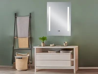 Produktbild von LED Spiegel mit Beleuchtung Wandspiegel Licht und Uhr für den Flur über Kommode