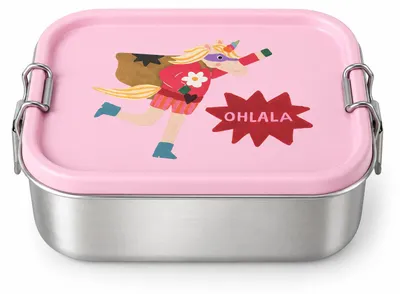 Produktbild von Brotdose Kinder 17x12x6cm Rosa Pastellrosa Edelstahl Lunchbox Schule, KI-generiertes Bild