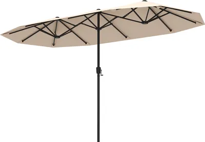 Immagine prodotto di COSTWAY ombrellone doppio 380x200cm con manovella e 12 robusti montanti, ombrellone grande XXL, ombrellone da giardino ombrellone da mercato ombrellone beige