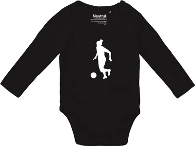 Produktbild von Huuraa Baby Body Soccer Fußball 74 Black  Baumwolle Fairtrade Langarmbody Geschenkidee