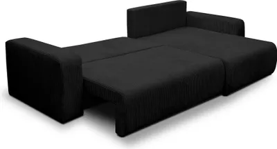 Produktbild von VENASI Ecksofa mit Schlaffunktion Luna XL, Schwarz Cordstoff