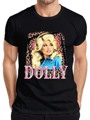 Obrázok produktu pre Tričko s potlačou Dolly Parton, country hudobná legenda, westernová speváčka, motív "Cowgirl", pánske, čierna farba, veľkosť XL