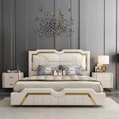 Immagine prodotto di Letto di design imbottito letti matrimoniali hotel matrimonio 180x200cm camera da letto in pelle