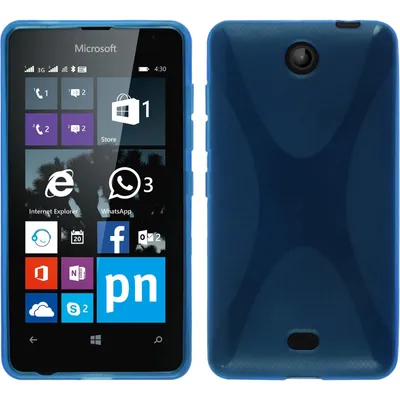 Produktbild von PhoneNatic Case kompatibel mit Microsoft Lumia 430 Dual - blau Silikon Hülle X-Style + 2 Schutzfolien