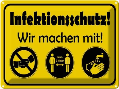 Produktbild von vianmo Blechschild 30x40 cm Infektionsschutz wir machen mit Warnschild Hinweisschild Sicherheit Vorsicht