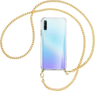 Produktbild von Handykette Backcover-Schutzhülle mit Band (Metall goldfarben) für Huawei P Smart Pro 2019 - goldfarbene Kette