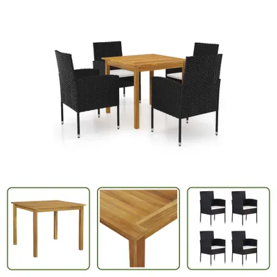 Produktbild von The Living Store 5-tlg. Garten-Essgruppe Schwarz