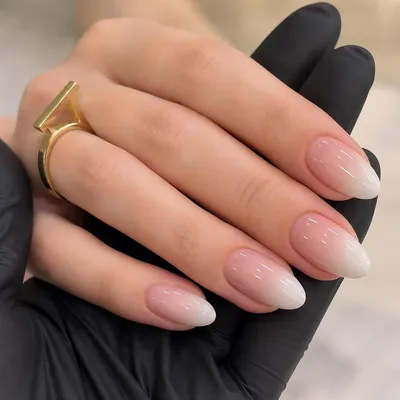 Productafbeelding van Kunstnagels amandelvorm 24 stuks, korte nepnagels roze kleurverloop, voor vrouwen