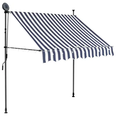Immagine prodotto di Tenda da Sole Retrattile Manuale con LED 100 cm Blu e Bianca