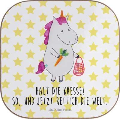 Produktbild von Mr. & Mrs. Panda Untersetzer für Gläser Einhorn Gemüse - Weiß - Geschenk, Coaster, Wochenmarkt, Unicorn, Einhörner, gläseruntersetzer, Glas, Biomarkt, bieruntersetzer