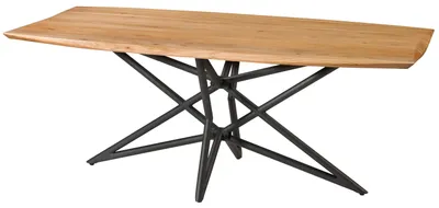 Produktbild von MASSIVMOEBEL24.DE Esstisch Akazie 200x100x77 natur lackiert / Sterngestell schwarz