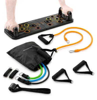 Obrázek produktu pro Sada na kliky Push-Up a odporové pásky s příslušenstvím a návodem k cvičení InnovaGoods
