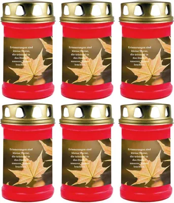 Image de Bougie funéraire - Lot de 6 - Rouge 48h ( couvercle doré ) - Bois d'érable