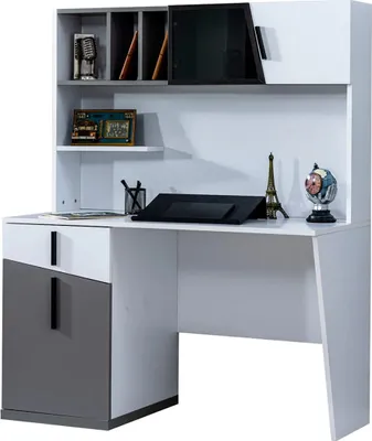 Produktbild von Weiß-Grauer Schreibtisch Designer Jugendzimmer Möbel Holz Luxus Tische