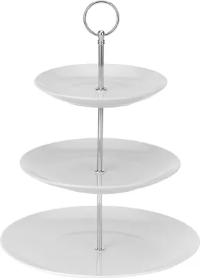 Produktbild von Porzellan Etagere mit 3 Etagen - Höhe 35cm - Etagenständer Etagenplatten Servierplatte