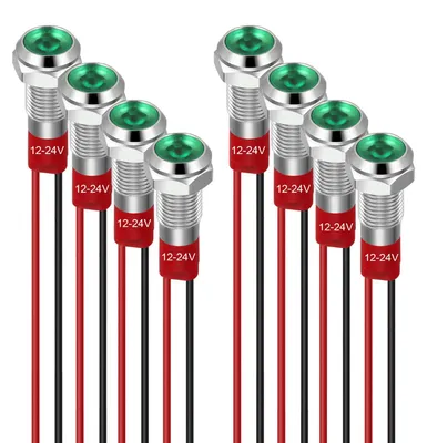 Imagen del producto de 8 unidades de luces indicadoras LED de 6 mm, 12-24V, luces de señalización impermeables