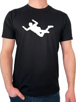 Produktbild von Huuraa Herren T-Shirt Skydiving Silhouette L Black Bio Baumwolle Fairtrade Herrenshirt Geschenkidee