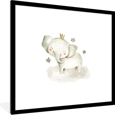 Produktbild von MuchoWow® Gerahmtes Poster Dschungel - Elefant - Krone 40x40 cm - Poster mit Schwarzem Bilderrahmen Wandposter Rahmen Foto Bilder - Poster - Plakat im Rahmen