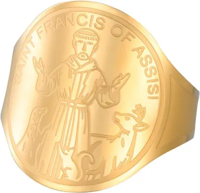 Imagen del producto de Anillo ajustable de acero, medalla de San Francisco, para mascotas, joyería