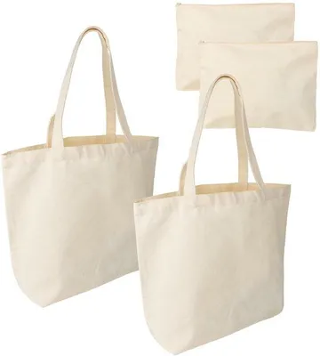 Produktbild von Kunststoff Taschen - Bastel- Leere Baumwolltaschen - 45 x 35 x 10 cm & Make-up-Taschen mit Reißverschluss
