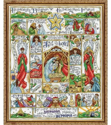 Kreuzstich-Set Weihnachtsgeschichte, 41x51 cm, 14-ct Aida, mehrfarbig