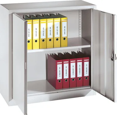 Produktbild von Flügeltürenschrank, BxTxH 935x400x1000 mm, 1 lackierter Fachboden, RAL 7035 lichtgrau