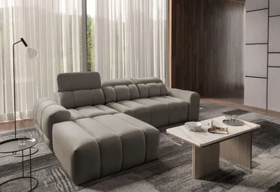 Produktbild von Moderne Eckcouch AVELIO I mit Schlaffunktion Bettkasten Ecksofa (braun, links)