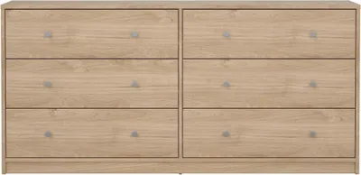 Zdjęcie produktu dla Komoda OREGON 2x 3 szuflady - dekor dąb - szer. 143 x gł. 30 x wys. 68 cm