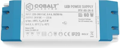 Produktbild von PFV Konstantspannungs-LED-Netzteil 60W, 24V | IP20 Schutzart | Kompakt, Effizient & Sicher, Trafo für LED-Beleuchtung