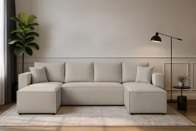 Produktbild von Couchgarnitur Eckcouch CAPRI U-Form, Schlaffunktion, CORD Stoff, Bettkasten und Seitenlehnen