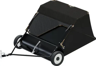 Produktbild von Wiltec Rasenkehrmaschine mit 105 cm Kehrbreite, Rasenkehrer für Aufsitzmäher, Laubsammler mit 365 l Auffangnetz Laubkehrmaschine für Rasentraktor