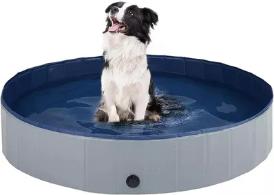 Produktbild von Faltbarer Hundepool, 80 x 20 cm, für große und kleine Hunde, aus PVC, als Hundebecken und Badewanne für den Innenbereich (Grau)