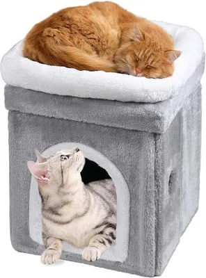 Productafbeelding van Famanu Kattenhuis, inklapbaar - Warm kattenbed, multifunctioneel, grijs