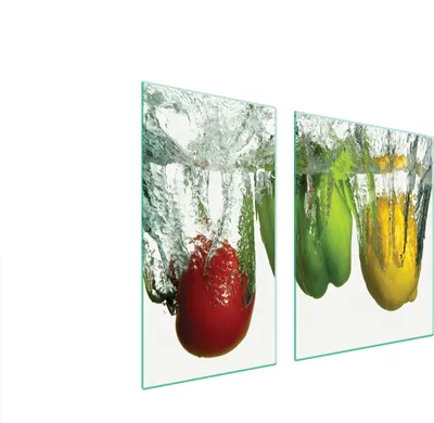 Produktbild von Herdabdeckplatten 2 teilig 90x52 Glaskeramikkochfeld Abdeckung Glas Schneidebrett Pfeffer Gemüs