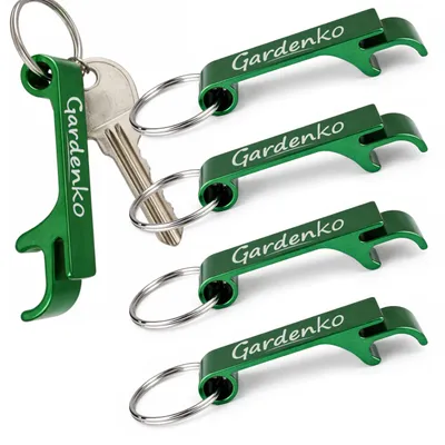 Image de Gardenko Lot de 5 porte-clés décapsuleur 3 en 1 ouvre-bouteille bière et canette métal vert 6,3 cm gadget en aluminium compact pratique robuste pack