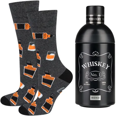 Produktbild von Lustige Herren-Socken Whiskey Soxo Baumwollsocken Whisky in der Flasche, Größe 40-45
