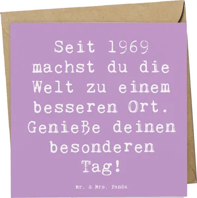 Produktbild von Mr. & Mrs. Panda Grußkarte Spruch 1969 Geburtstag - Lavendeltraum - Geschenk, Jubiläum, Geburtstagsüberraschung, anlasskarte, faltkarte, Klappkarte, Glückwunschkarte