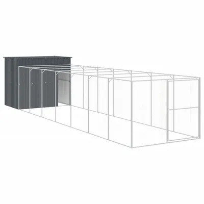 Produktbild von Hundehütte mit Auslauf Anthrazit 214x865x181cm Verzinkter Stahl