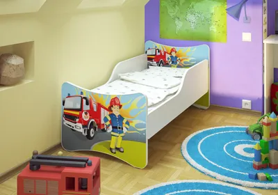 Produktbild von Best for Kids Kinderbett 80x160 cm ohne Matratze mit Rausfallschutz Feuerwehr