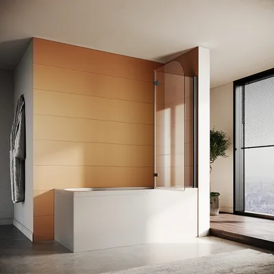 Immagine prodotto di SONNI, cabina doccia pieghevole 120x140cm in vetro nero NANO 6mm con rivestimento nano