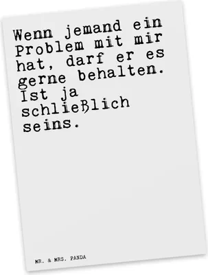 Produktbild von Mr. & Mrs. Panda Postkarte Wenn jemand ein Problem... - Weiß - Geschenk, Fotokarte, Spruch Sprüche Weisheiten Zitate Lustig Weisheit Worte, Problem, Grußkarte, Postkarten