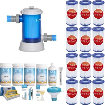 Obrázok produktu pre WAYS - Starostlivosť o bazén - Balík Medium Deluxe & filtračné čerpadlo 5678 L/u & 12 filtrov typu III
