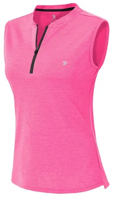 Immagine prodotto di Camicia polo da golf da donna, senza maniche, traspirante e leggera, color rosa