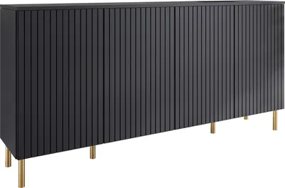 Produktbild von 4-türige Kommode Sideboard Beistellschrank XELLO schwarz / golden 200x93x40 cm