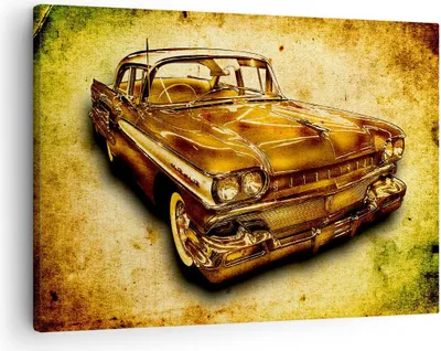 Produktbild von Bild auf Leinwand - Leinwandbild - Auto klassisch Limousine Geschwindigkeit - 70x50cm - Wand Bild - Wanddeko - Leinwanddruck - Bilder - Kunstdruck - Leinwand bilder - Wandkunst - AA70x50-0526