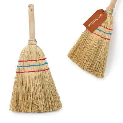 Zdjęcie produktu dla Mała miotła z sorgo, 40 cm, ręczna, wykonana ze słomy, naturalna słoma, miotła do stołu