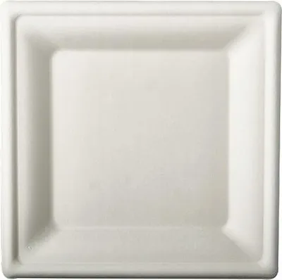 Zdjęcie produktu dla Talerz z trzciny cukrowej pulpa20x20 cm biały 12 szt.