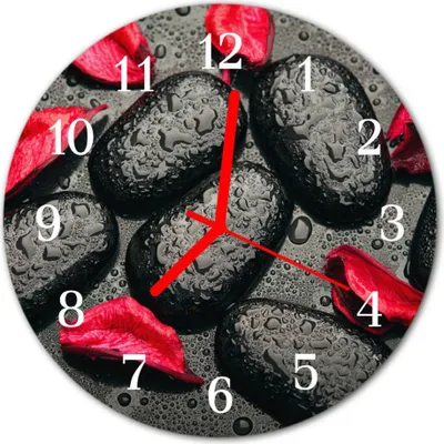 Produktbild von Glasuhr Wanduhr Küchenuhr Echt-Glas 30fi cm Steine schwarz