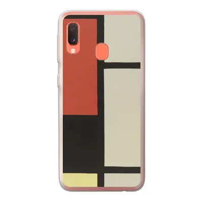 Produktbild von MuchoWow® Handyhülle Schutzhülle Hülle für Samsung Galaxy A20e Komposition mit rotem Quadrat, schwarz, blau - Piet Mondrian Silikon Softcase Handy Hülle - Abdeckung